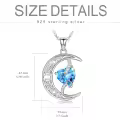 TOUPOP Sterling Silver Aquamarine Moon Star Pendant Necklace-0-5