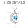TOUPOP Sterling Silver Aquamarine Moon Star Pendant Necklace-0-5