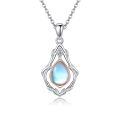 wholesale 925 Sterling Silver Blue Moonstone Teardrop Pendant Necklace for Women-0-0
