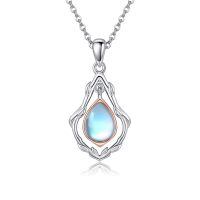 wholesale 925 Sterling Silver Blue Moonstone Teardrop Pendant Necklace for Women-Tree of Life-1