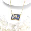 wholesale 925 Sterling Silver and Gold Plated Lapis Lazuli Rectangular Whale Pendant Necklace-0-3
