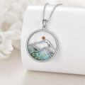 wholesale 925 Sterling Silver Turquoise Stone Mountain Faith Pendant Necklace for Women and Moms-0-4