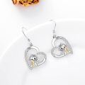 wholesale 925 Sterling Silver Cute Monkey Banana Heart Cubic Zirconia Drop Earrings-0-4