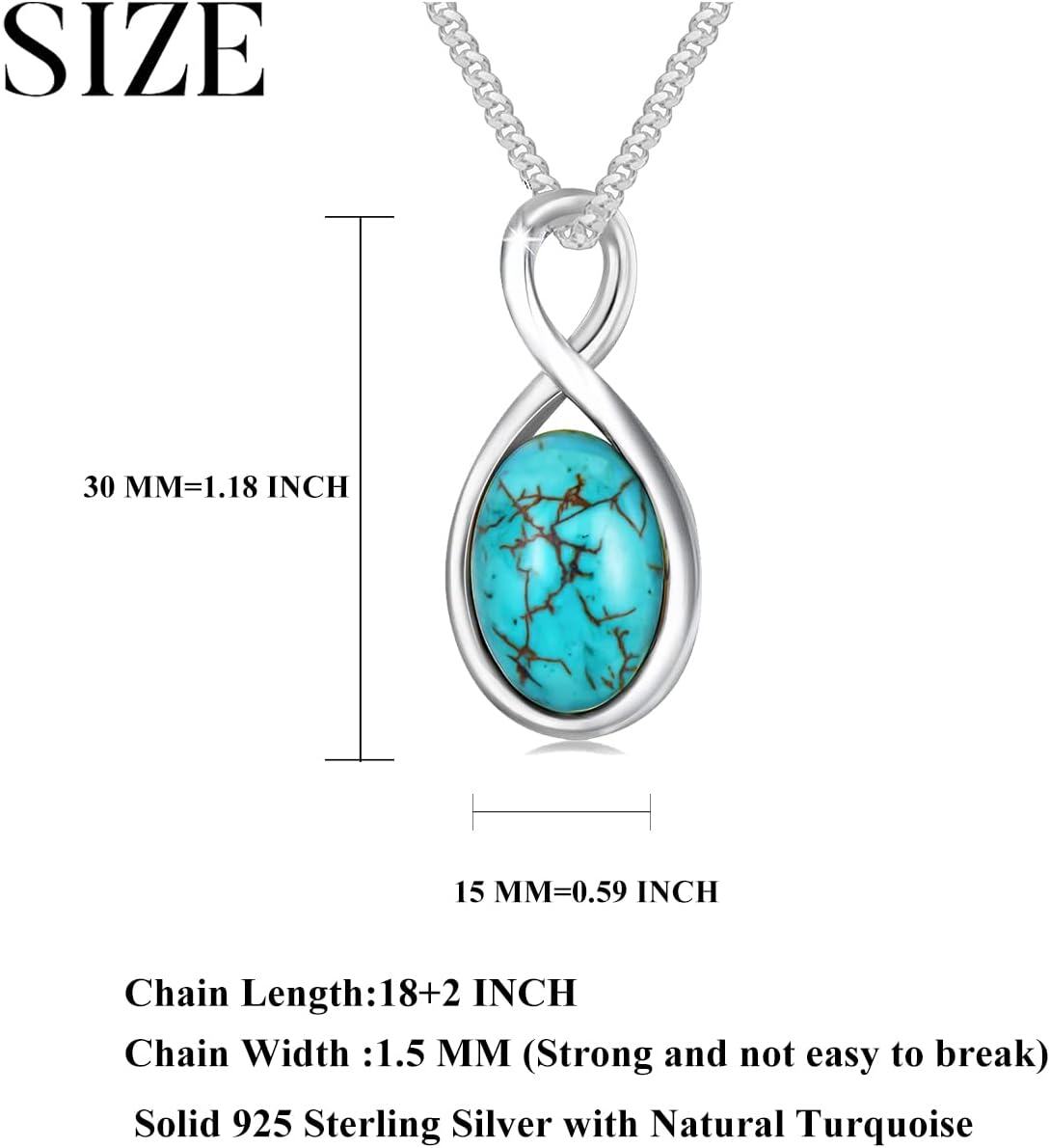 Sterling Silver White Yellow Gold Plated Turquoise December Birthstone Infinity Necklace for Women-0-6