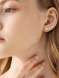 wholesale 925 Sterling Silver Yellow Opal & CZ Star Ear Climber Earrings for Women - Bridal  Ideas-0-2