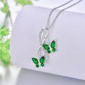 wholesale 925 Sterling Silver Blue Sapphire & Cubic Zirconia Butterfly Infinity Pendant Necklace-0-6