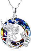 wholesale 925 Sterling Silver Rainbow Austrian Crystal Phoenix Pendant Necklace-0-0