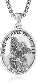 wholesale 925 Sterling Silver St Michael Pendant Necklace for Men - Guardian Angel Charm  Set-0-0