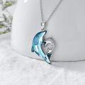 wholesale TOUPOP Dolphin Gifts For Women Sterling Silver Dolphin Crystal Pendant Necklace Jewelry Gifts For Women Mom On The Birthday Beach Mothers Day Graduation -0-1