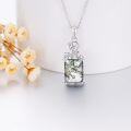 wholesale 925 Sterling Silver Square Green Moss Agate Pendant with Vine Design Chain Length: Adjustable from 46cm to 79cm (18-31 inches)-0-2