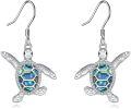 wholesale 925 Sterling Silver Turtle Abalone Shell Inlay Drop Dangle Hook Earrings for Women Girls Sea Life Ocean Animal-0-0