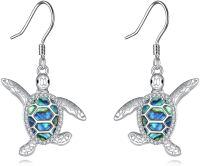 wholesale 925 Sterling Silver Turtle Abalone Shell Inlay Drop Dangle Hook Earrings for Women Girls Sea Life Ocean Animal-turtle