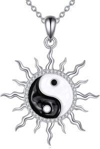 wholesale 925 Sterling Silver Yin Yang Sun Pendant Necklace  for Women-yin yang