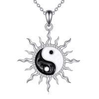 wholesale 925 Sterling Silver Yin Yang Sun Pendant Necklace  for Women-yin yang