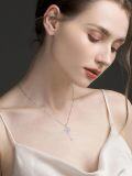 wholesale 925 Sterling Silver Round Cut Moissanite Heart Key Pendant Necklace for Women-0-2