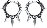 wholesale 925 Sterling Silver Spike Dragon Head Barbed Wire Huggie Hoop Earrings-Dragon
