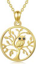 wholesale 14K Gold Owl on Tree Pendant Necklace with Chain - 14K Gold  Jewelry for Women (Length: Adjustable)-0-0