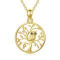 TOUPOP 14K Gold & Stone Tree Of Life Owl Pendant Necklace for Women-0-0
