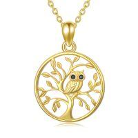 TOUPOP 14K Gold & Stone Tree Of Life Owl Pendant Necklace for Women-undefined