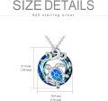 wholesale 925 Sterling Silver Blue Opal Crystal Sea Turtle Pendant Necklace for Women-0-3