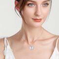 wholesale 925 Sterling Silver Opal Butterfly Pendant Necklace with Cubic Zirconia Stones - Gifts for Her-0-2