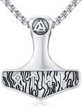 wholesale 925 Sterling Silver  Norse Valknut Thor's Hammer Pendant Necklace-0-0