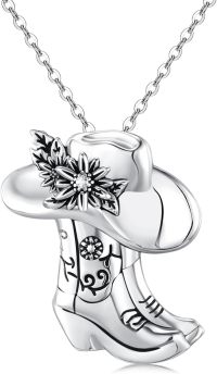 wholesale 925 Sterling Silver Cowboy Boot & Hat Pendant Necklace for Women-Boot