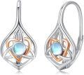 wholesale 925 Sterling Silver Celtic Moonstone & Rose Gold Plated Irish Knot Drop Earrings for Women - Hypoallergenic Leverback  Set-0-0