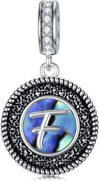 wholesale 925 Sterling Silver Abalone Shell Alphabet Charms A Z for Jewelry-F