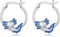 wholesale 925 Sterling Silver Blue Axolotl Hoop Earrings - Cute Animal Jewelry for Women Girls-0-0