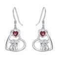 wholesale 925 Sterling Silver Heart Ox Earrings Wholesale With Red Gemstones-0-0