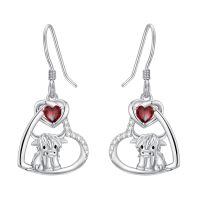 wholesale 925 Sterling Silver Heart Ox Earrings Wholesale With Red Gemstones-01-Jan-Garnet