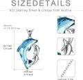wholesale 925 Sterling Silver Blue Crystal Mother & Child Dolphins Pendant Necklaces Gift for Women Girls-0-3