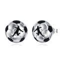 wholesale 925 Sterling Silver Soccer Ball Studs with Player Silhouette - Sporty Jewelry for Women and Men-0-0