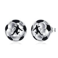 wholesale 925 Sterling Silver Soccer Ball Studs with Player Silhouette - Sporty Jewelry for Women and Men-Soccer
