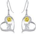 wholesale Sterling Silver Highland Cow Sunflower Dangle Stud Leverback Hoop Earrings-0-8