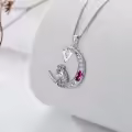 TOUPOP Sterling Silver Moon Initial V Letter Pendant Necklace For Women-0-3