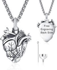 wholesale 925 Sterling Silver Aunt Cremation Necklace Wholesale Engraved Heart Urn Pendant-Heart-Personalized-Heart