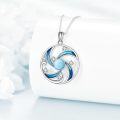 wholesale 925 Sterling Silver Blue Enamel Wave Pendant with Round Gemstones and Chain - Ocean Inspired Jewelry for Women-0-3