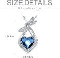 wholesale 925 Sterling Silver Blue Heart Crystal Dragonfly Locket Pendant Necklace with Funnel and Keychain Set-0-4