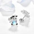 wholesale 925 Sterling Silver Cow Moonstone Heart Daisy Stud Earrings for Women Gift-0-1