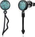 wholesale 925 Sterling Silver Black Turquoise Bow & Arrow Punk Earrings for Hunting, Sagittarius, Gothic Gifts, 19mm Drop-0-0