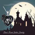 wholesale 925 Sterling Silver Heart Black Rose Bat Skull Pendant Necklace for Women Girls Gifts 45cm Chain Length-0-5