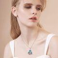 wholesale 925 Sterling Silver Heart Shaped Abalone Shell Fox Pendant Necklace for Women and Girls-0-1
