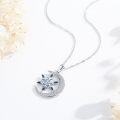 wholesale 925 Sterling Silver Blue CZ Moon & Snowflake Pendant Necklace for Women-0-1