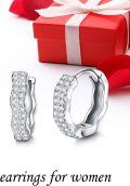 wholesale 925 Sterling Silver Wave Design Cubic Zirconia Huggie Hoop Earrings for Women Gift Ideas-0-4