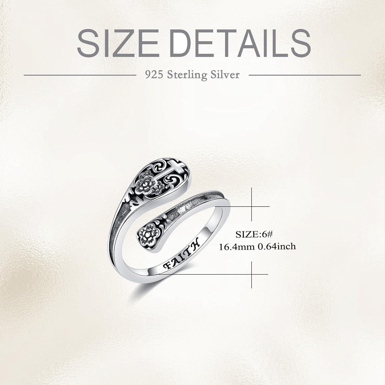  Sterling Silver Spoon Rings for Women Vintage Thumb Rings Jewelry -0-5