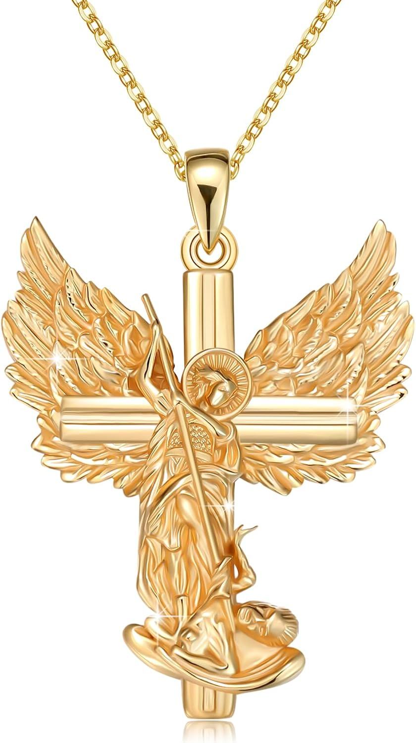 Sterling Silver Archangel Saint Michael Necklace for Women Men Amulet Pendant Religious Jewelry Gift-0-1
