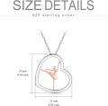 wholesale 925 Sterling Silver Rose Gold Plated Ballet Dancer in Heart Shape Pendant Necklace-0-4