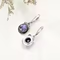 wholesale 925 Sterling Silver Purple Crystal Drop Dangle Leverback Earrings Wholesale 3cm Long-0-3